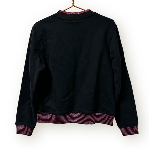 Vintage 90s Rio Las Vegas Hotel Casino Sweatshirt Black Pink Glitter Size Medium - Picture 2 of 11